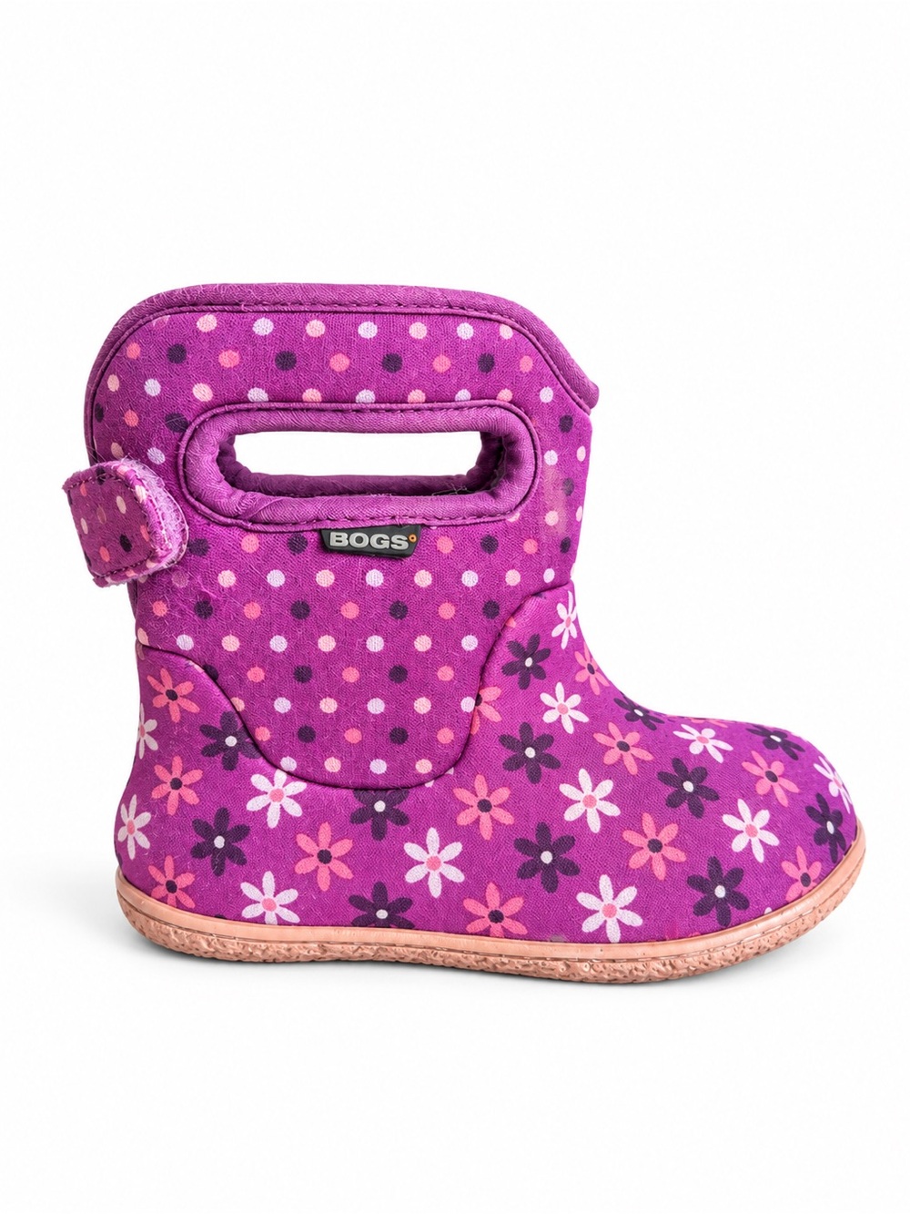 BOGS Kids Waterproof Winter Boots Purple Floral Polka Dot Toddler Girls Size 7